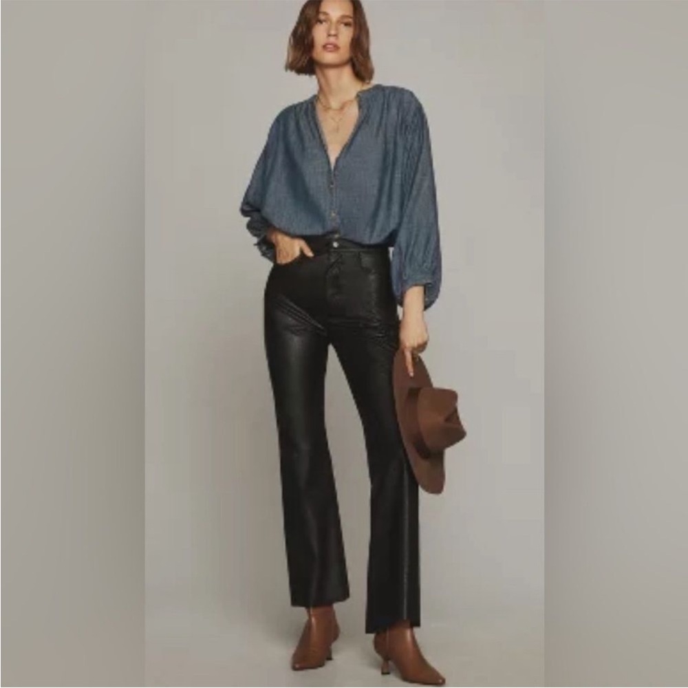 Anthropologie ASKK NY Black Geek Vegan Faux Leather Pants NWT Size 31 - Picture 7 of 7
